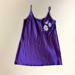 Purple Slip Dress with Floral Detail